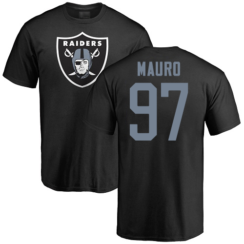Men Oakland Raiders Black Josh Mauro Name and Number Logo NFL Football #97 T Shirt->nfl t-shirts->Sports Accessory